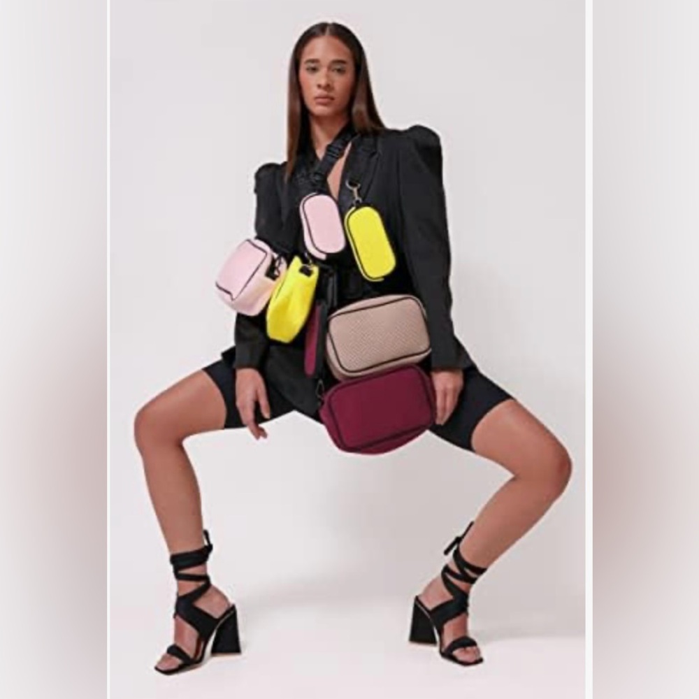 Pop Ups Brand Neoprene Camera Bag Sling, extra pouch, Adjustable Strap Burgundy